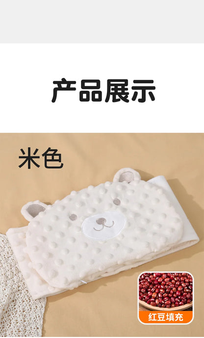 Faja suave para bebé con paquete térmico de frijoles rojos – Envoltura abdominal de dibujos animados para bebés para calor, alivio de gases y comodidad estomacal