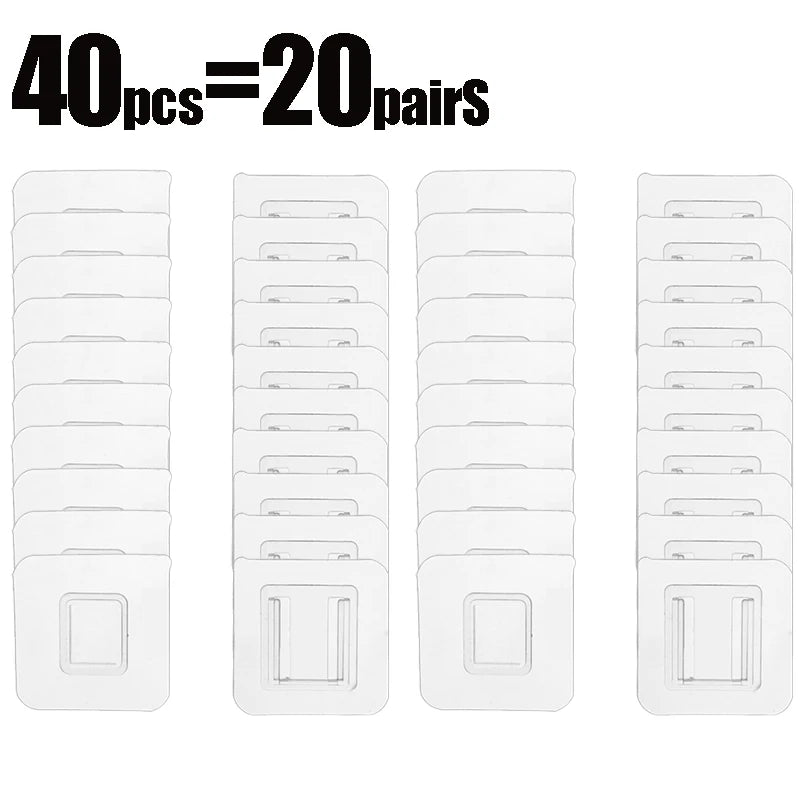 40-Piece Clear Self-Adhesive Wall Hooks – Transparent Traceless Hooks for Kitchen, Bathroom & Home Organization