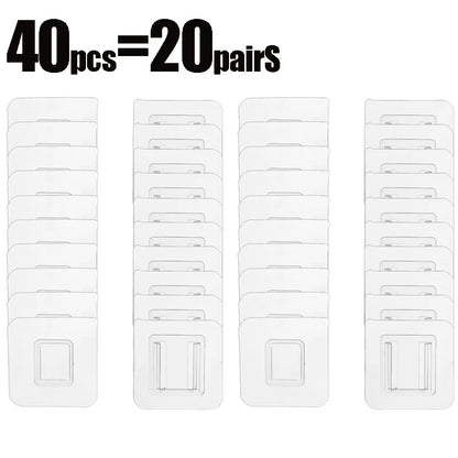 40-Piece Clear Self-Adhesive Wall Hooks – Transparent Traceless Hooks for Kitchen, Bathroom & Home Organization