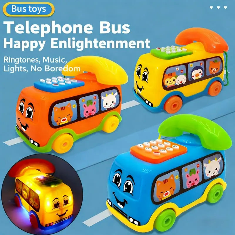 Jouet de Bus Téléphone Montessori pour Enfants – Véhicule Éducatif pour Tout-Petits de 1 an et plus, Jouet Interactif de Développement de l'Intelligence avec Clavier