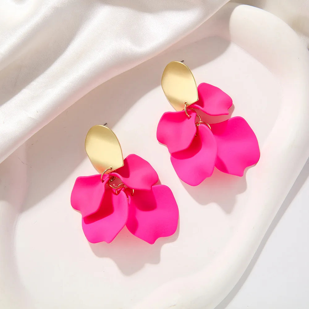 Multicolor Flower Earrings for Women – Delicate Petal Tassel Stud Earrings, Elegant Floral Jewelry for Everyday & Party Wear