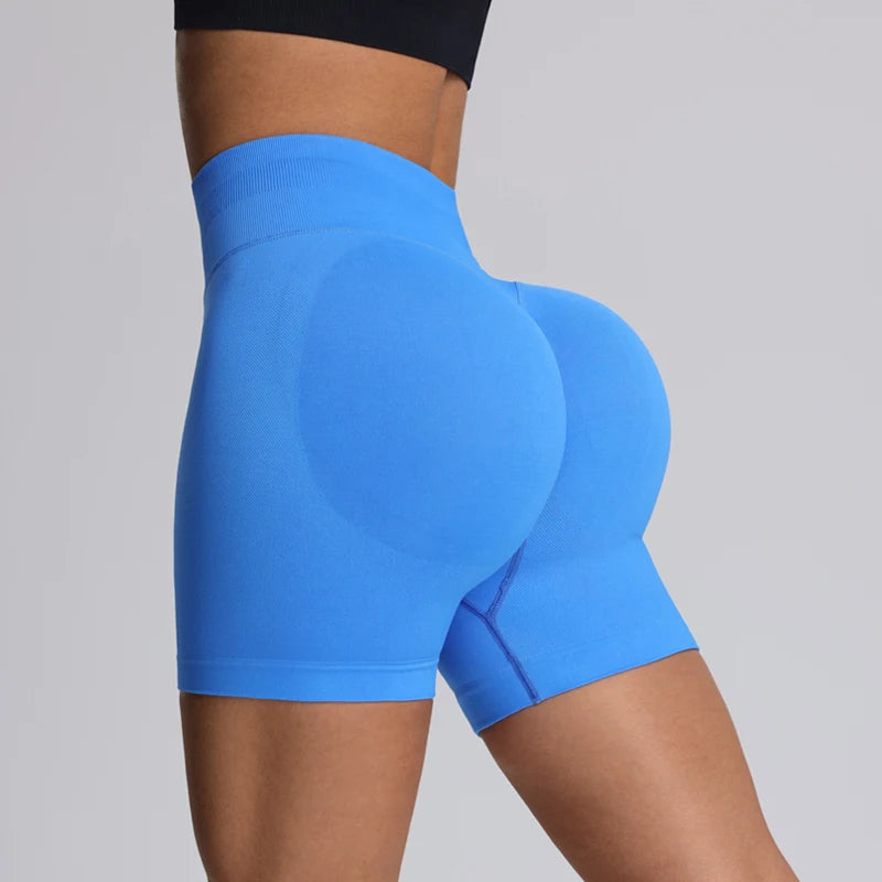 Shorts de yoga femme taille haute gainant sans couture pour l'entraînement, la salle de sport, la course et le fitness, à fort impact