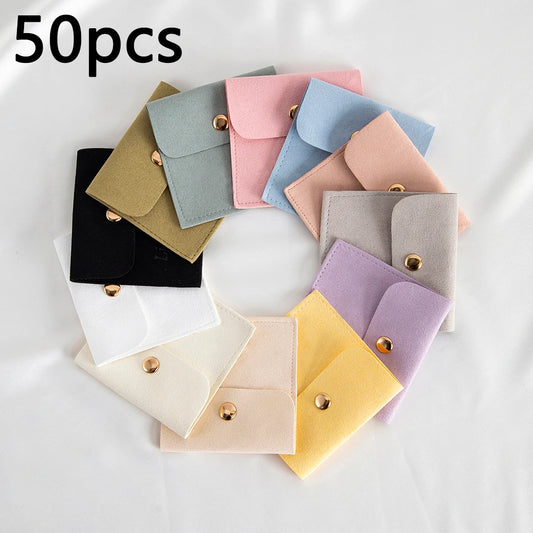 Bolsas de regalo de joyería de terciopelo de microfibra de 1/10/50 piezas – Bolsas suaves para pendientes, collares, Navidad, bodas, dulces y embalaje de regalos