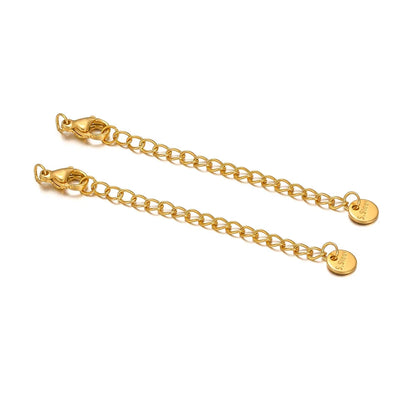 10-Piece Stainless Steel Lobster Clasps with 5cm Extension Chains – Jewelry Connectors for DIY Bracelets & Necklaces