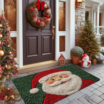Christmas Door Mat – Santa Claus & Gingerbread Holiday Welcome Rug for Indoor & Outdoor Home Décor