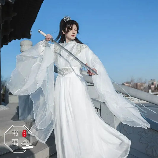 Disfraz de cosplay de 2HA Chu Wanning – Vestido Hanfu Blanco Antiguo Inspirado en Mo Ran y Chu Wanning (The Husky and His White Cat Shizun) Traje de drama chino para Halloween, convenciones y juegos de rol