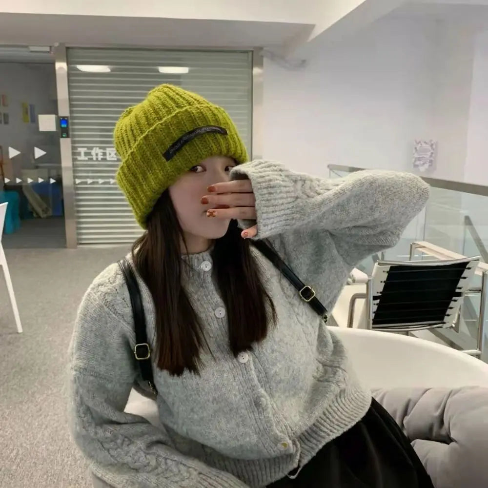 Women's Winter Knitted Beanie Hat – Warm Casual Stacking Bonnet Cap, Solid Color Unisex Hip-Hop Hat for Men & Women