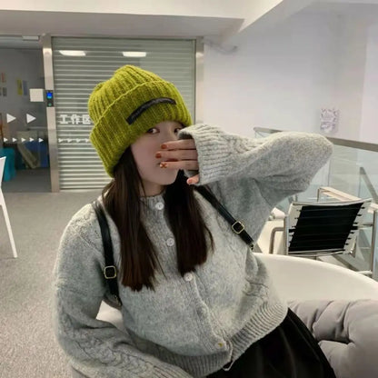 Women's Winter Knitted Beanie Hat – Warm Casual Stacking Bonnet Cap, Solid Color Unisex Hip-Hop Hat for Men & Women
