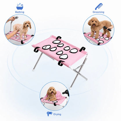 Portable Pet Grooming Bath Hammock – Adjustable Foldable Mesh Support Stand for Dog & Cat Washing, Drying & Grooming