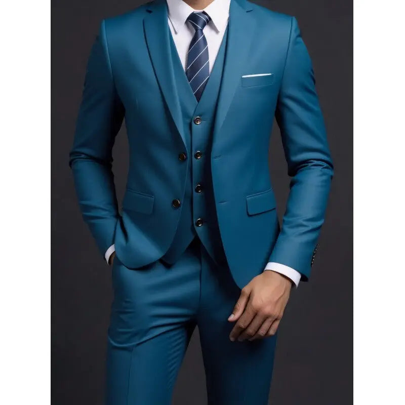 Conjunto de traje de 3 piezas para hombre – Blazer, chaleco y pantalón estilo británico, elegante traje formal de negocios o boda para hombre