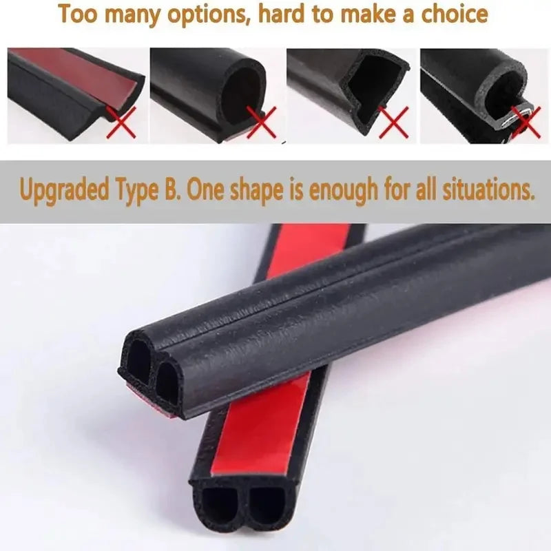 SEAMETAL Burlete para Puertas de Coche en Forma de B – Tira de Sellado Universal de Goma Insonorizante e Impermeable para Puertas, Ventanas y Maletero de Coche (4M–25M)