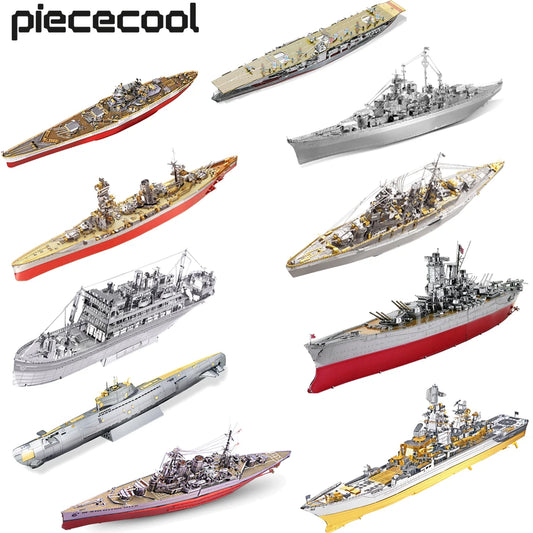 Piececool Kit de Modelo de Acorazado de Metal 3D – HMS Hood y Richelieu, Rompecabezas de Ensamblaje, Juguete Educativo para Adolescentes y Coleccionistas