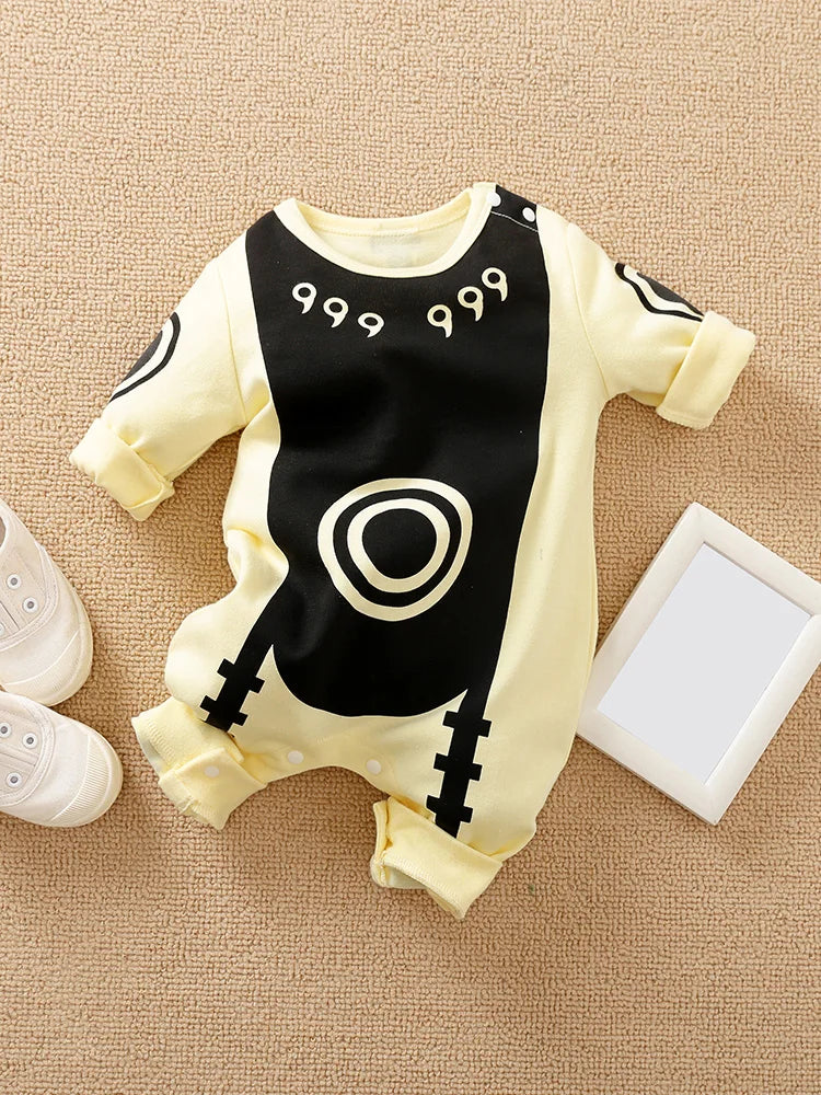 Newborn Baby Anime Cape-Style Bodysuit – Long Sleeve Cotton Romper for Boys & Girls, Cute Infant Outfit for Everyday Wear