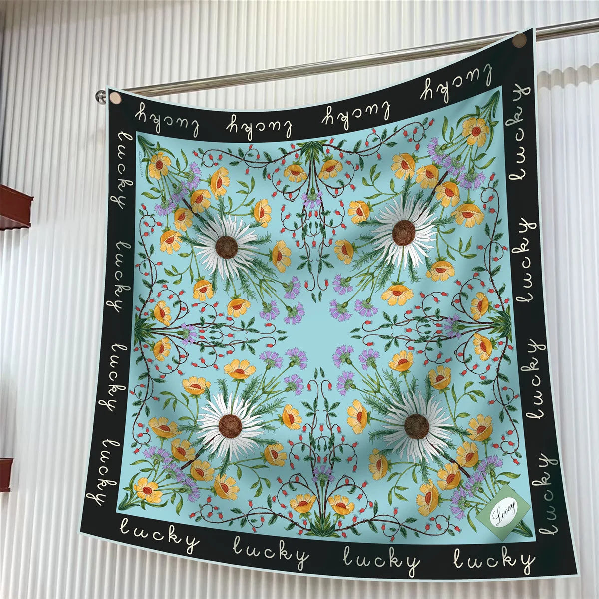 Foulard carré en soie 90 cm pour femme, motif floral, sergé de luxe, bandana, châle, hijab, cache-col, écharpe de tête