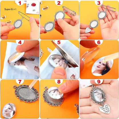 Wedding Bouquet Photo Charm – Oval Picture Frame Pendant Brooch for Bridal Bouquets & Memorial Keepsakes