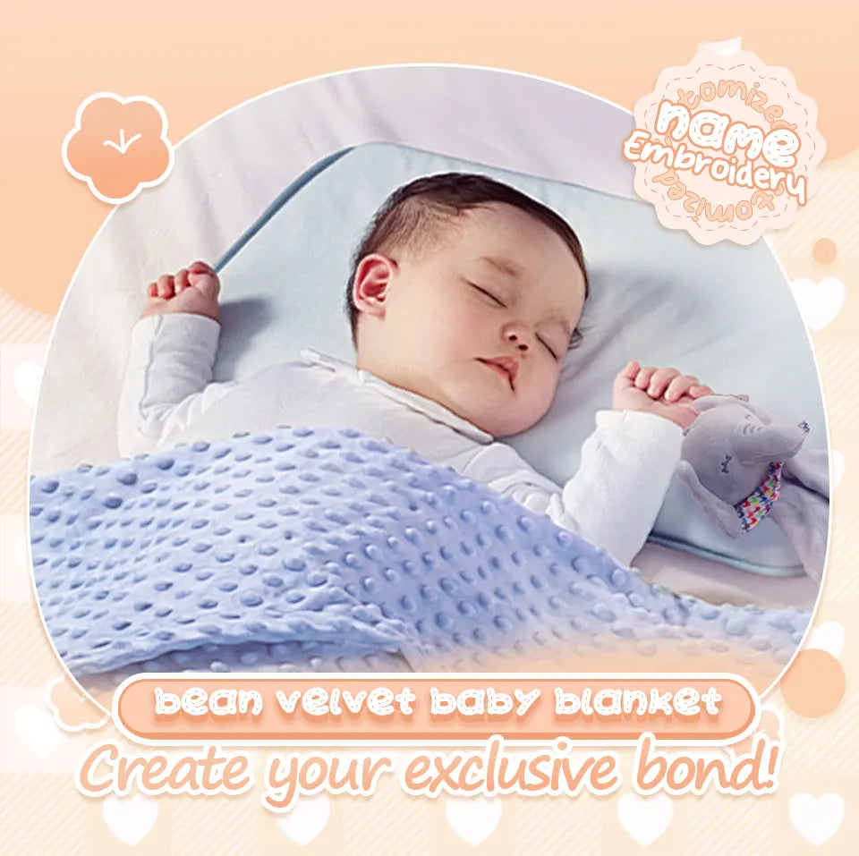 Couverture et doudou personnalisés avec prénom de bébé – Ensemble doux en minky à pois, 2-en-1, cadeau de naissance personnalisé pour garçons et filles