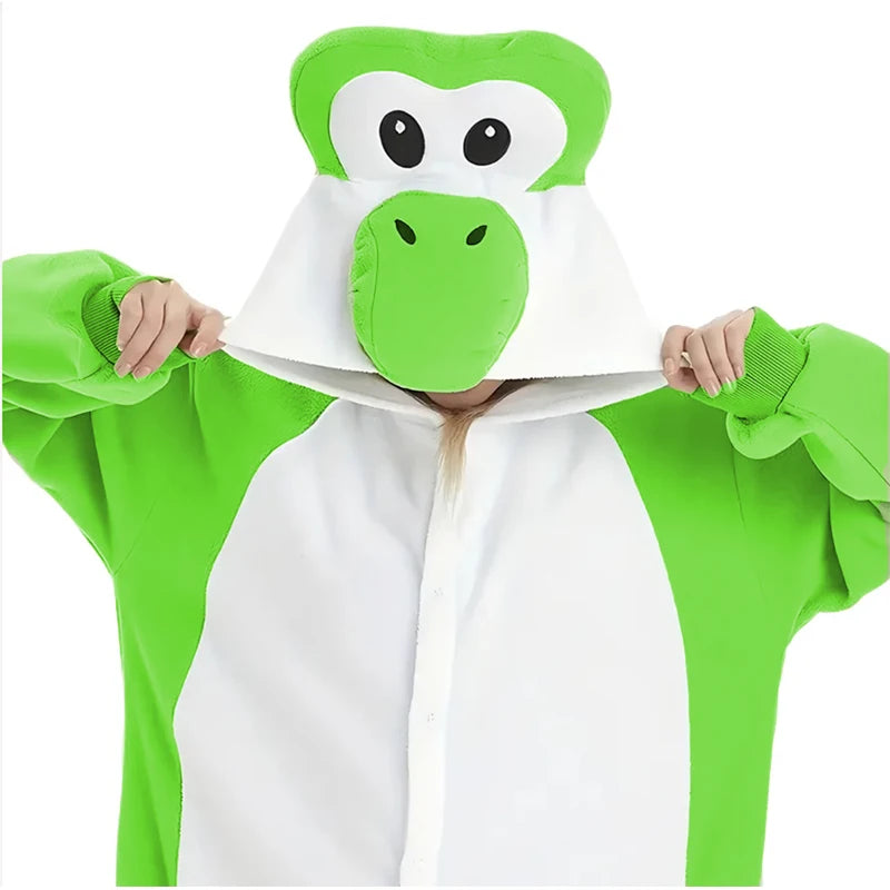Yoshi Kigurumi Cosplay Onesie – Full Body Pajamas for Adults (Women’s Halloween/Christmas Sleepwear Costume)