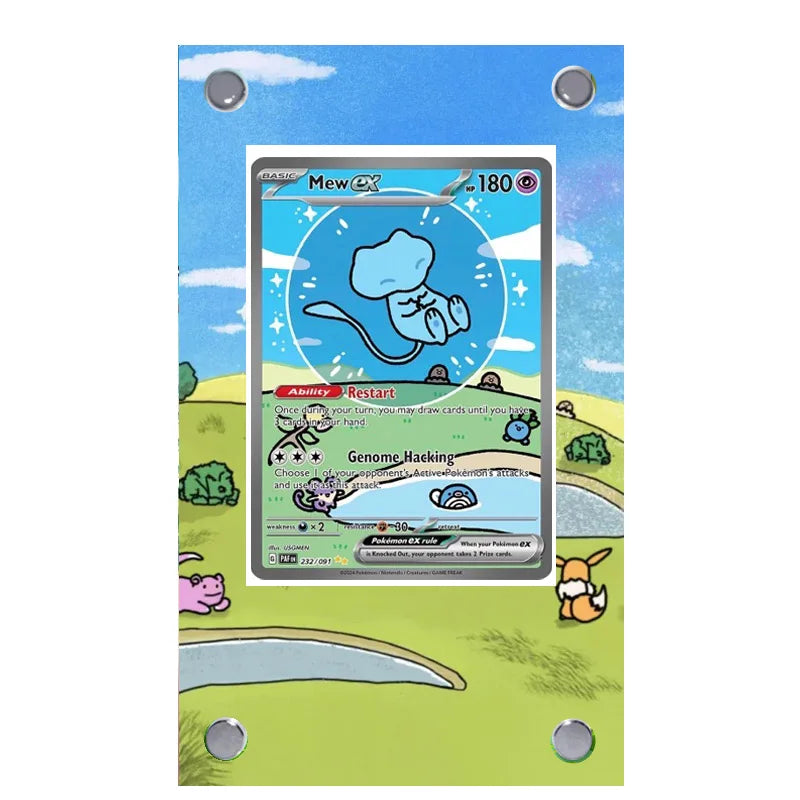 Estuche de exhibición de cartas acrílico Pokémon – Reshiram, Mewtwo, Zekrom, Charizard y soporte protector de cartas de personajes