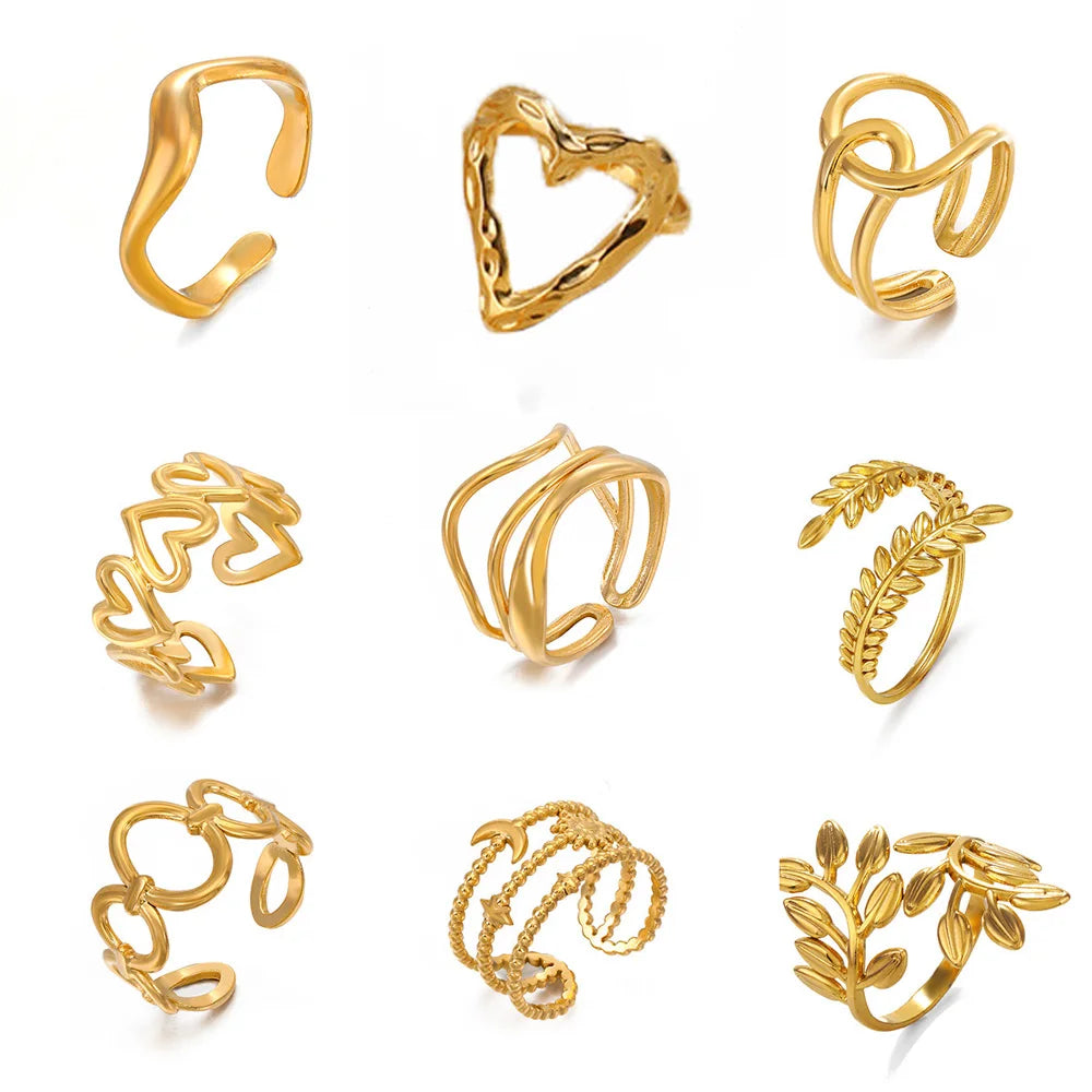 Gold Stainless Steel Heart Ring – Waterproof Hollow Heart Finger Ring for Women | Minimalist Fashion Jewelry Gift