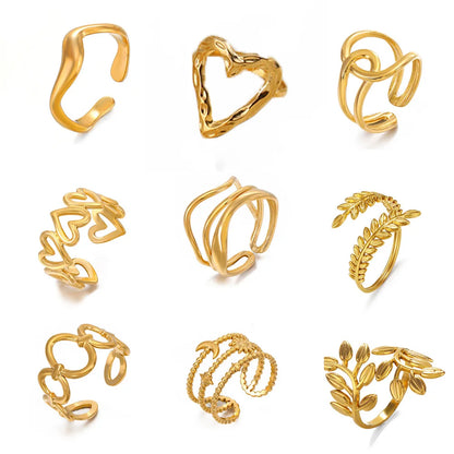Gold Stainless Steel Heart Ring – Waterproof Hollow Heart Finger Ring for Women | Minimalist Fashion Jewelry Gift