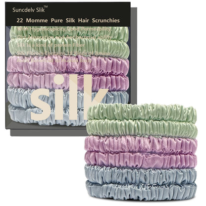 6 Lazos de Seda Pura Morera – Elásticos de Seda Hechos a Mano para Mujer y Niña | Lujosos Accesorios para el Cabello en Caja de Regalo