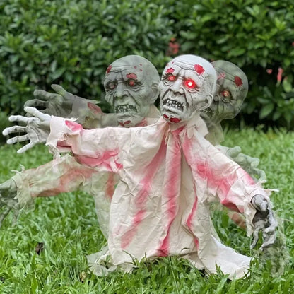 Halloween Voice-Controlled Luminous Ghost Decoration, Large Swinging LED Hanging Ground Stake Prop, Scary Sound-Activated Outdoor Horror Scene Decor for Halloween Parties and Haunted Houses