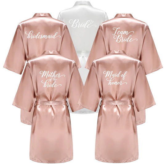 Bata de satén oro rosado para damas de honor – Bata de novia para mujer Team Bride | Kimono para cortejo nupcial para dama de honor y regalo para la madre