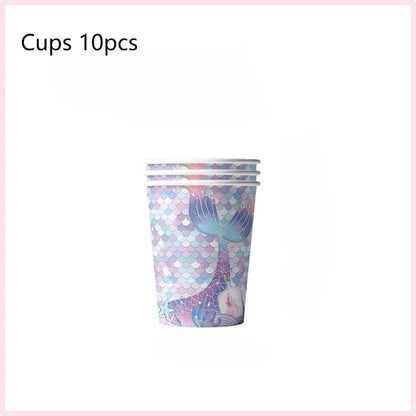 Mermaid Birthday Party Decorations Set – Balloons, Tableware, Tablecloth & Hanging Banner for Kids' Parties, Favors & Supplies Kit