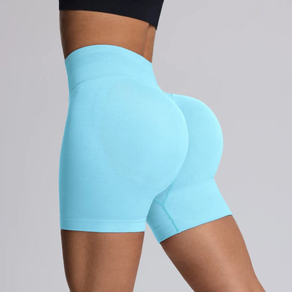 Shorts de yoga femme taille haute gainant sans couture pour l'entraînement, la salle de sport, la course et le fitness, à fort impact