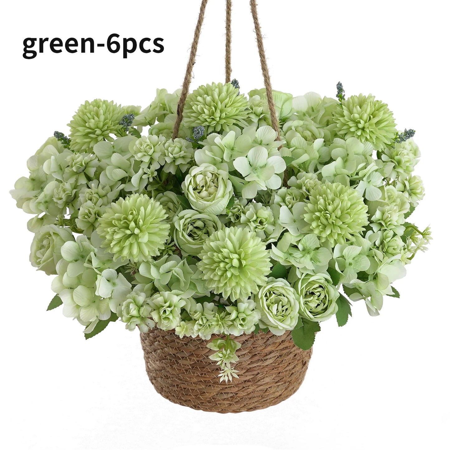 Ramo de flores artificiales realista – Arreglo floral sintético de peonía, crisantemo e hortensia con tallos, decoración reutilizable para el hogar, decoración para bodas y accesorios de fotografía
