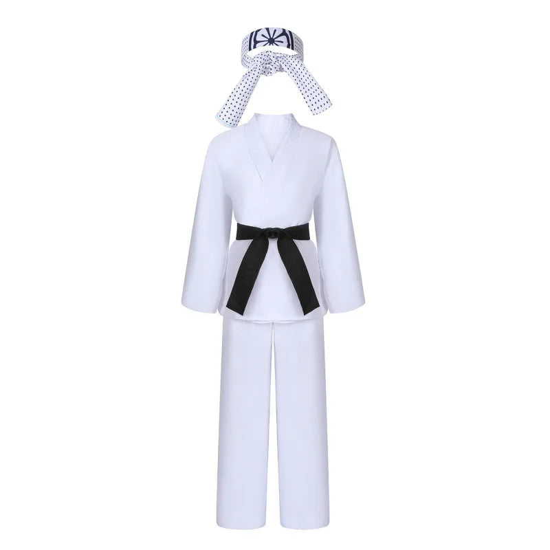 The Karate Kid Cobra Kai Cosplay Costume – Martial Arts Kimono Uniform with Headband, Taekwondo Training & Halloween Party Outfit