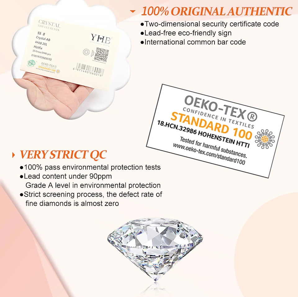 Pedrería Termoadhesiva Blanca Seda Mocca YHB – Cristales Premium de Espalda Plana para Zapatos, Bolsos, Ropa, Joyería y Manualidades DIY