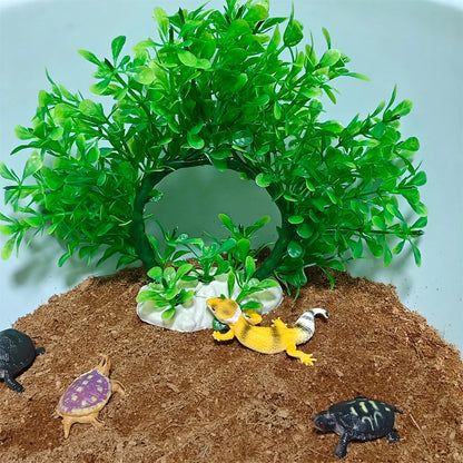 Artificial Underwater Aquarium Plants – Plastic Aquatic Wreath & Fake Shrub Decorations with Green Grass and Pink Accents for Fish Tanks
