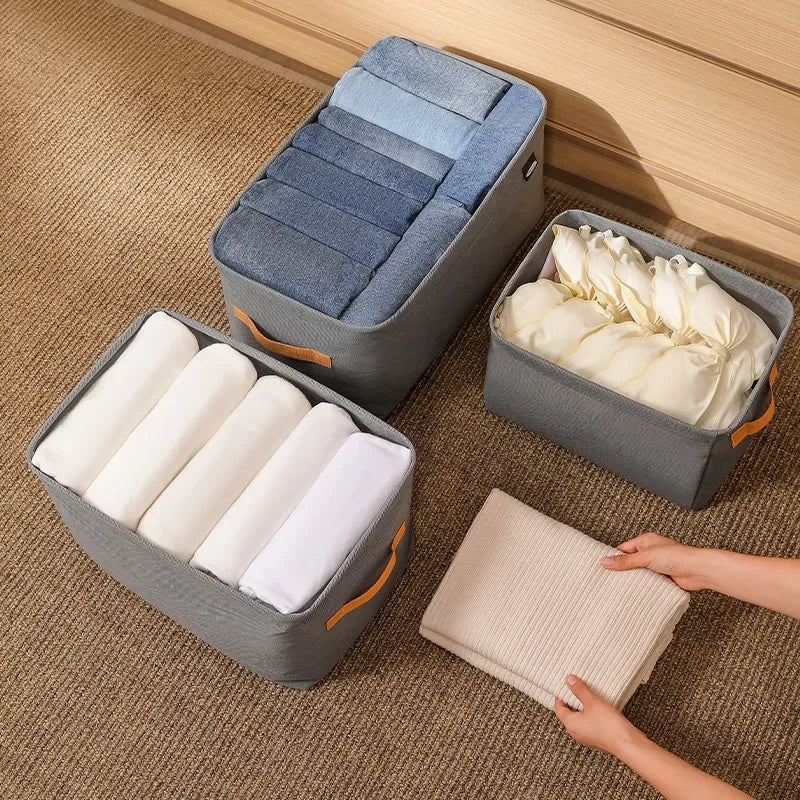 Thickened Clothes Storage Organizer – Foldable Wardrobe Storage Box for Pants, Sweaters, Jeans & Clothing, Drawer Organizer Cabinet Storage Container for Home Organization