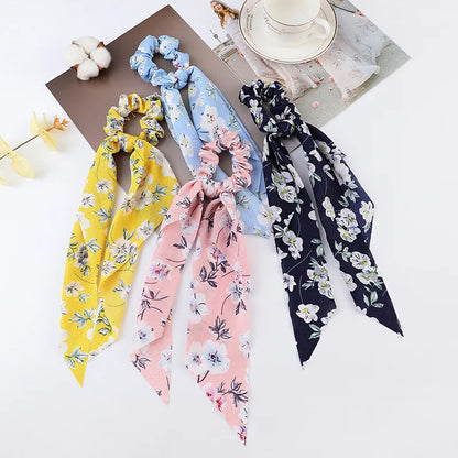 Korean Dots Scrunchie Hair Tie – Long Scarf Ponytail Elastic Hair Band for Women | Sweet Fashion Hair Accessories