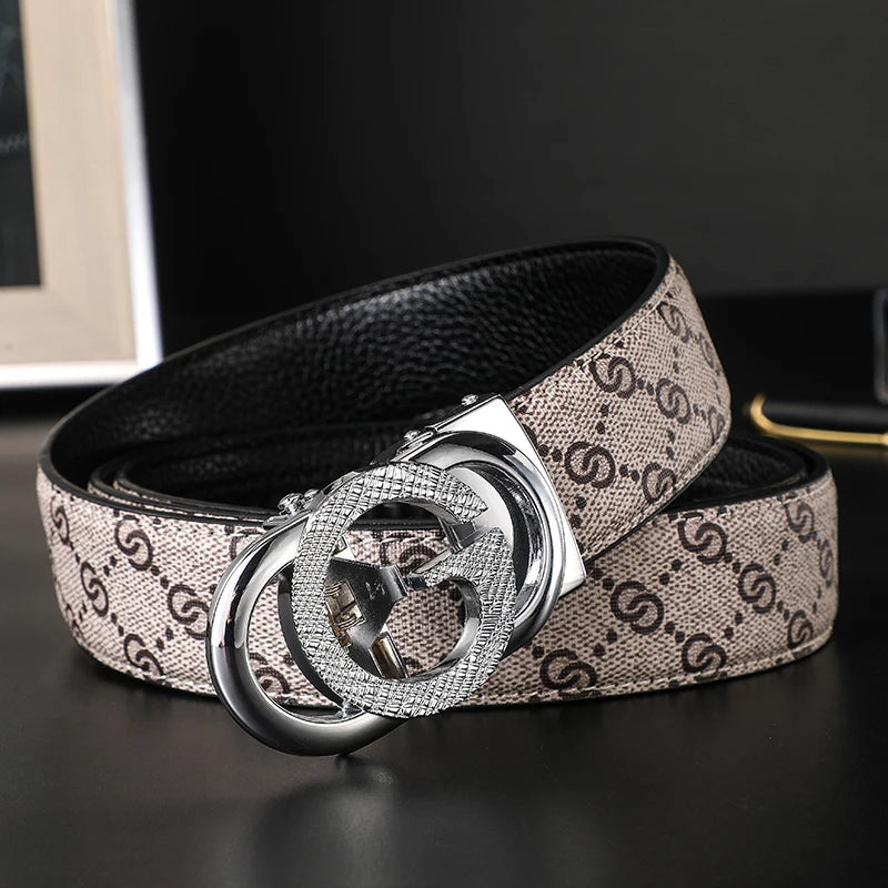 Men's Luxury-Style Canvas & Leather Belt – Automatic Buckle Designer-Style Waist Belt for Business, Jeans & Casual Everyday Wear