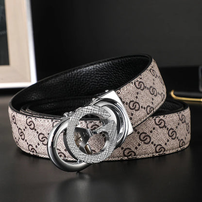 Men's Luxury-Style Canvas & Leather Belt – Automatic Buckle Designer-Style Waist Belt for Business, Jeans & Casual Everyday Wear