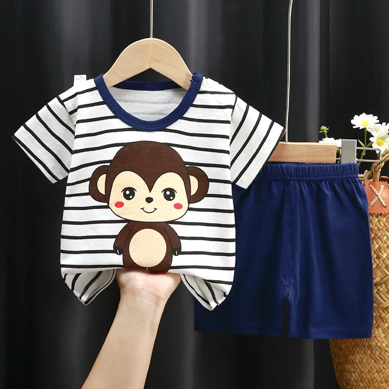 Ensemble d'été Donald Duck pour enfants – Survêtement 2 pièces pour garçons avec t-shirt et short, tenue décontractée pour bébés de 1 à 4 ans, vêtements de jeu confortables pour l'été