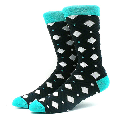 Funny Colorful Hip Hop Socks – Combed Cotton Animal, Astronaut & Geometric Print Socks for Men & Women, Business Dress Wear