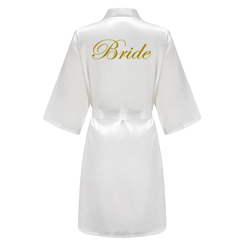 Rose Gold Satin Bridesmaid Robe – Team Bride Wedding Bathrobe for Women | Bridal Party Kimono Gown for Maid of Honor & Mother Gift