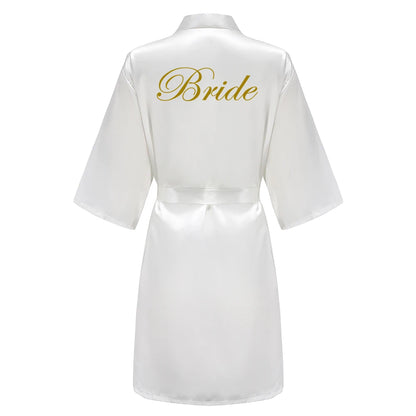 Rose Gold Satin Bridesmaid Robe – Team Bride Wedding Bathrobe for Women | Bridal Party Kimono Gown for Maid of Honor & Mother Gift