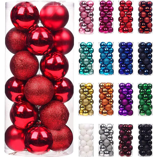 24PCS 8CM Christmas Tree Bauble Ornaments – Shiny Colorful Hanging Balls for Home, Bar, Party & Holiday Decor
