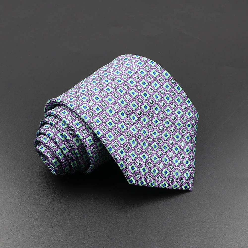 Men's 7.5cm Soft Silk Necktie – Floral & Dot Pattern Tie for Weddings, Business, Parties & Formal Wear