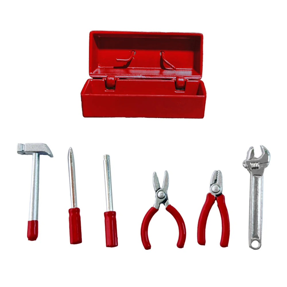 Miniature maison de poupée Kit d'outils – Clé, marteau, tournevis et pinces mini accessoires pour poupées Blythe, OB11, scènes de maison de poupée, loisirs créatifs et présentoirs de collection