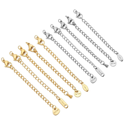 10 chaînes d'extension en acier inoxydable avec fermoirs mousquetons – Rallonges pour colliers et bracelets DIY