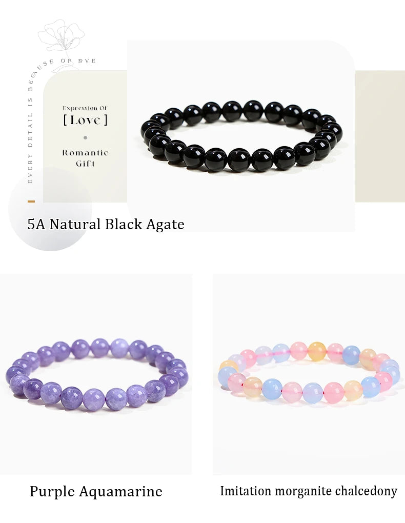 Pulsera de Cuentas de Piedra Natural – Pulsera de Gemas de Amatista, Ojo de Tigre, Cuarzo Cristal y Ágata para Mujeres y Hombres, Regalo de Joyería de Energía Reiki