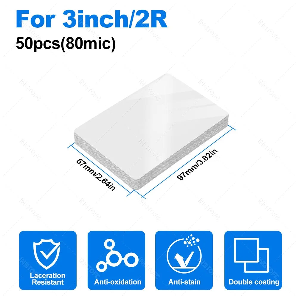 50 Sheets Laminating Film – 80 Micron PET/EVA Thermal Lamination Pouches for 3R, 4R, 5R, A6, A5 & A4, Photos, Files, Cards & Menus