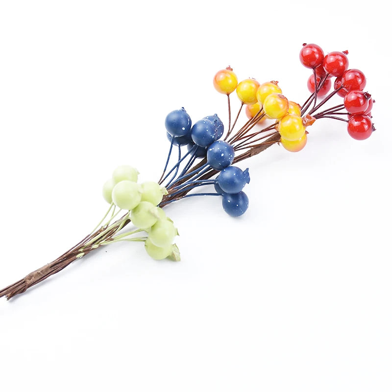 20/50PCS Artificial Pomegranate Flowers – DIY Floral Craft Decorations for Candy Boxes, Christmas Parties, Wedding Arches, Bouquets, Hairpins & Brooches