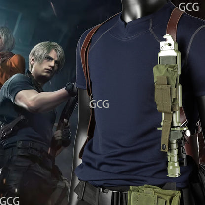 Resident Evil Leon S. Kennedy Inspired Cosplay Costume – Tactical Utility Belt Set with Bags, Holster & Officer Outfit Accessories for Carnival & Halloween
