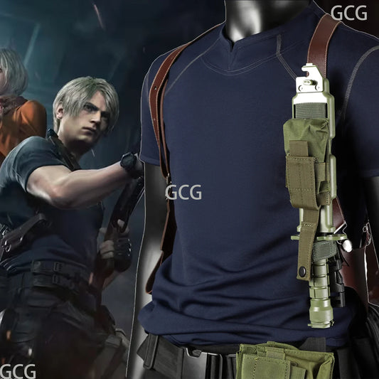 Disfraz de cosplay de Resident Evil inspirado en Leon S. Kennedy – Juego de cinturón táctico con bolsas, funda y accesorios de uniforme de oficial para carnaval y Halloween